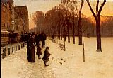 Childe Hassam Famous Paintings - Boston Common at Twilight